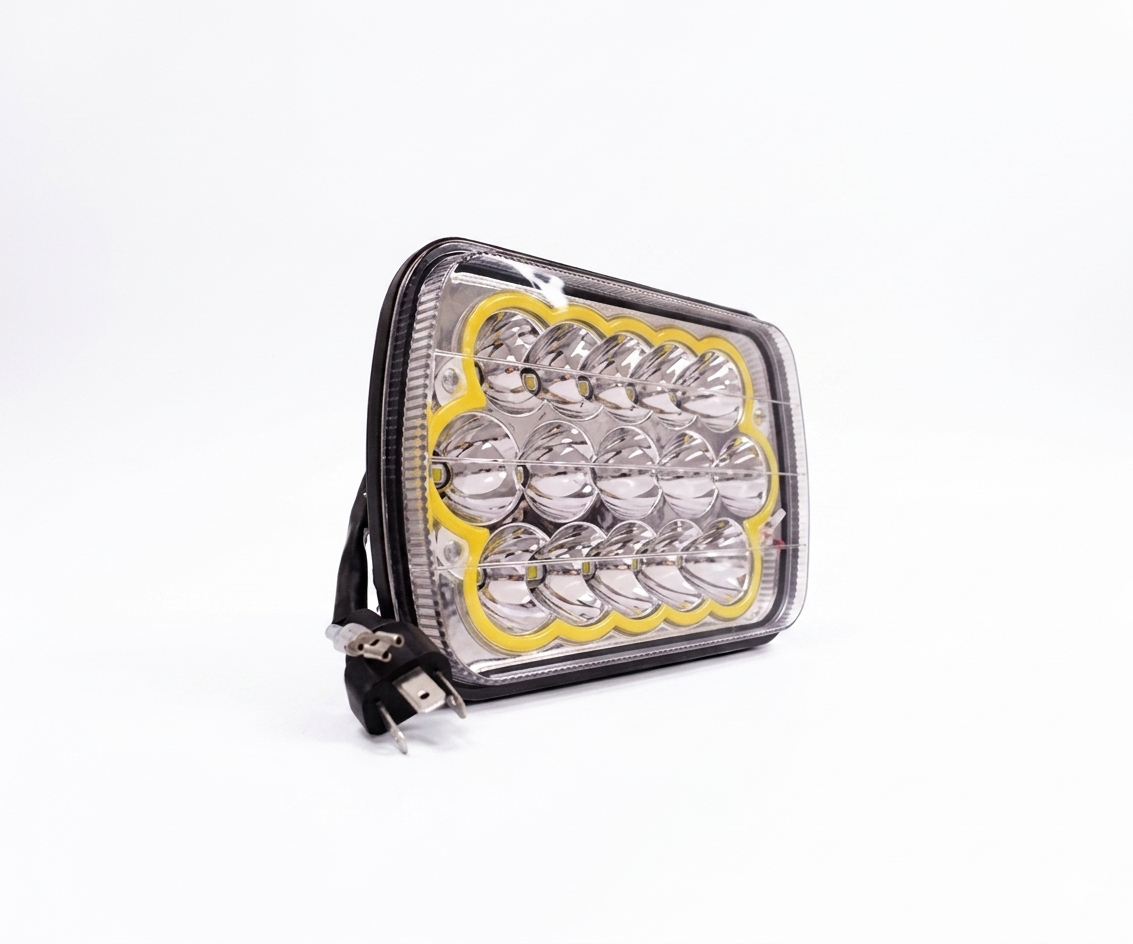 Unidad Faro LED 5x7" Rectangular - Lupa y Ojo de Ángel Amarillo [PRECIO UNITARIO] - UNIVERSO LED