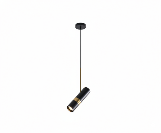 Lámpara Colgante Cilindro - Foco Dirigible Negro y Oro Minimalista - UNIVERSO LED