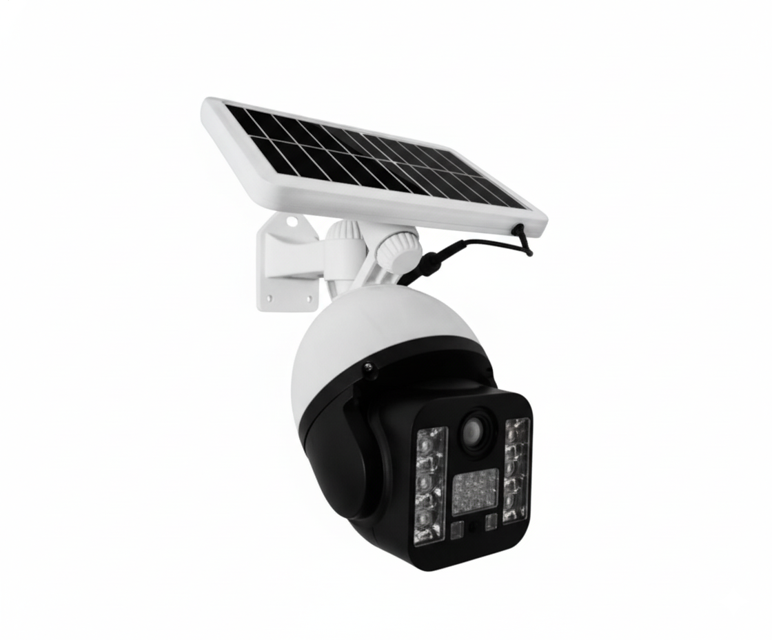 Cámara Falsa de Seguridad Solar Reflector LED 60W y Sensor
