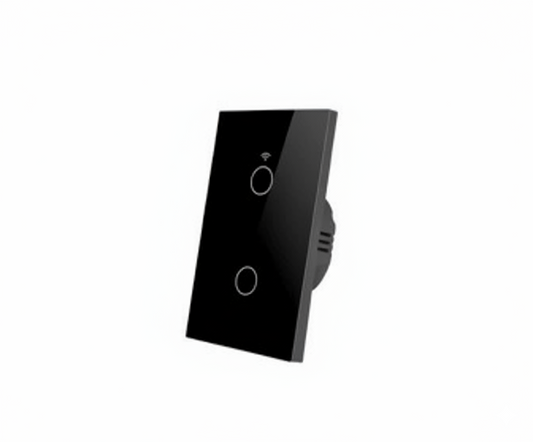 Interruptor Smart WiFi Doble Táctil Panel de Vidrio Negro