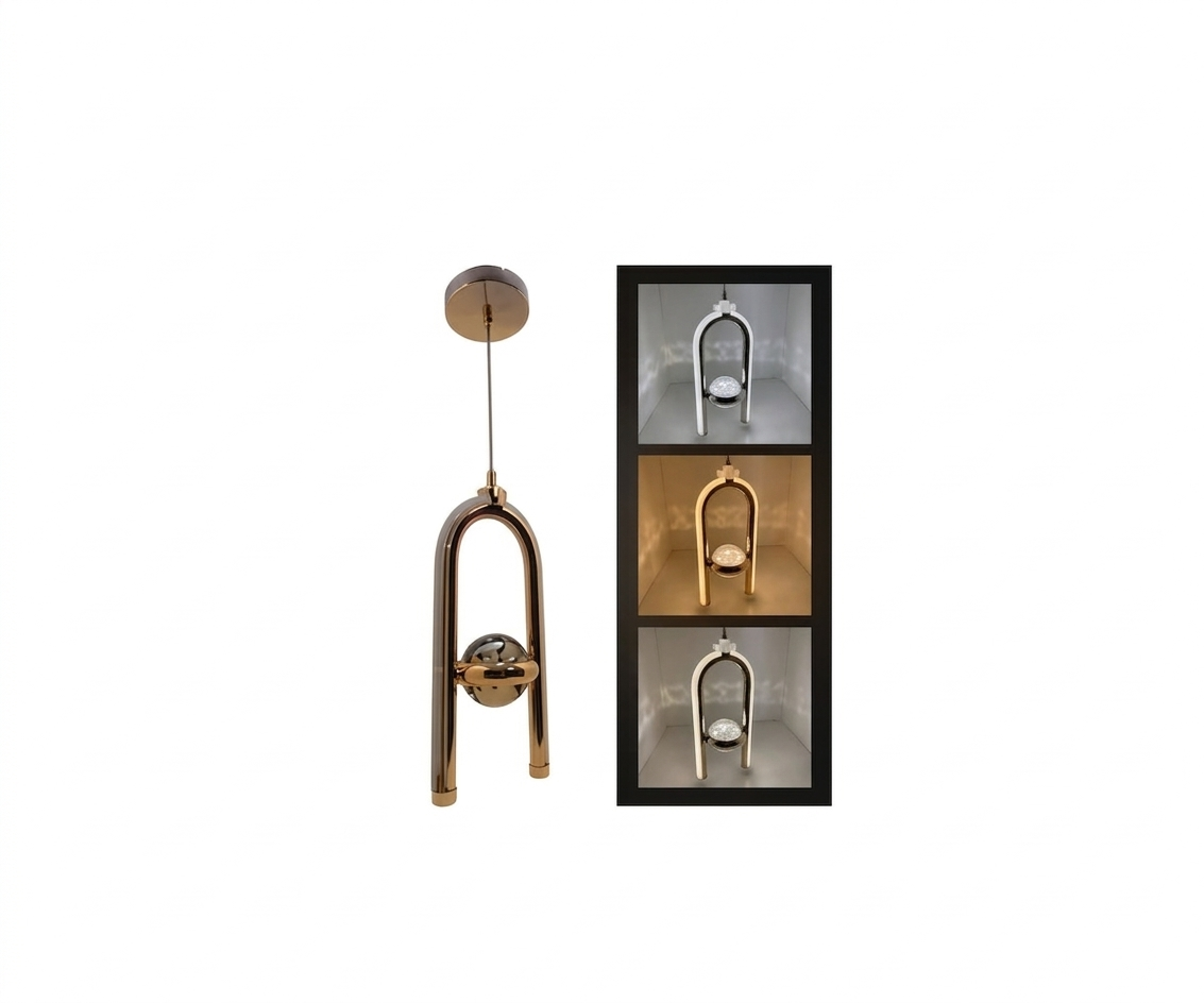 Lámpara Colgante Arco Estelar Cristal LED Tricolor Gold - UNIVERSO LED