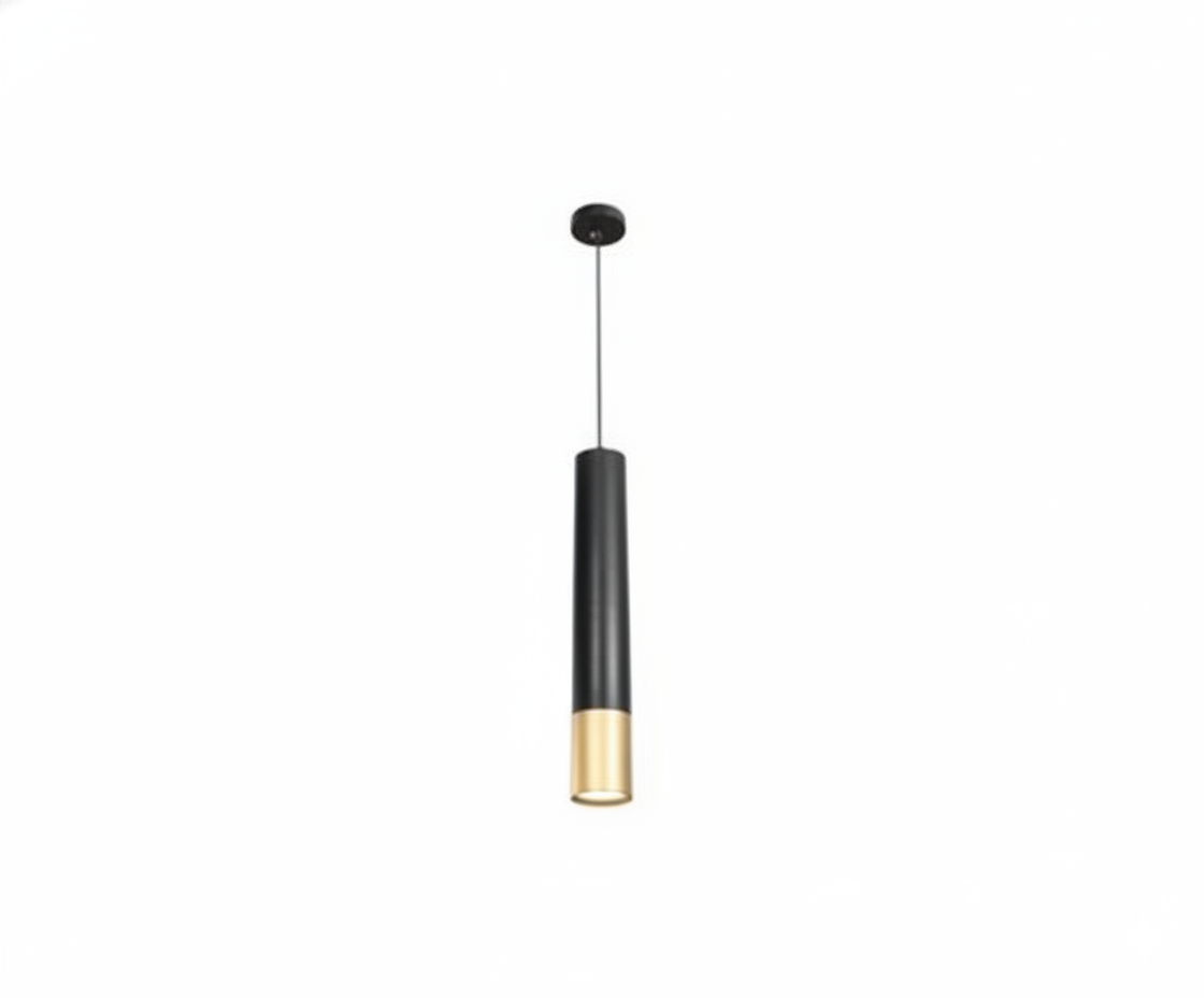 Lámpara Colgante Tubo Largo 50cm - Minimalismo Bicolor Negro y Oro - UNIVERSO LED