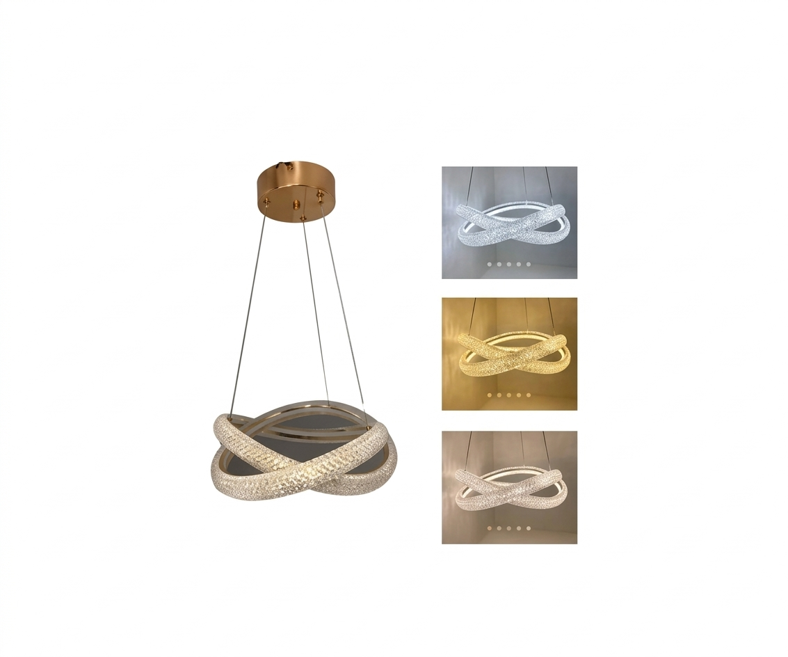 Lámpara Decorativa Colgante LED Infinito Cristal Gold Luxury Tricolor - UNIVERSO LED