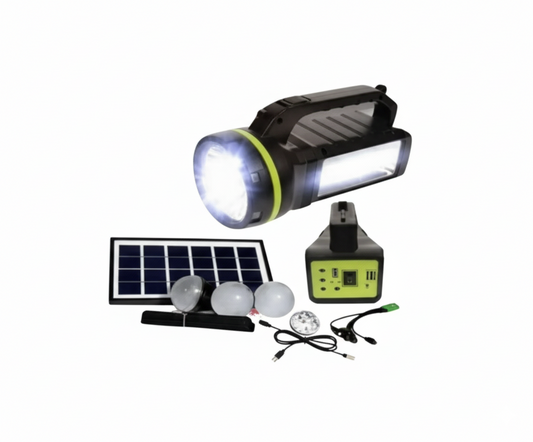 Kit Solar Portátil 5 en 1 Linterna LED Recargable USB