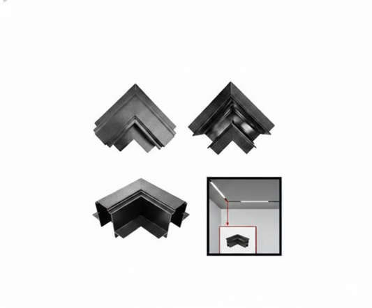 UNIÓN ANGULAR INTERNA RIEL MAGNÉTICO CONECTOR 90° NEGRO MATE - UNIVERSO LED