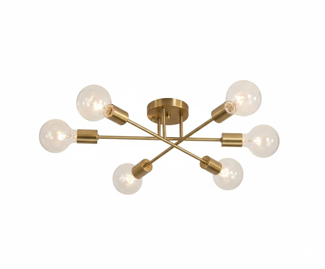 Lámpara de Techo Plafón Sputnik 6 Luces - Oro Cepillado Minimalista [SIN FOCOS] - UNIVERSO LED