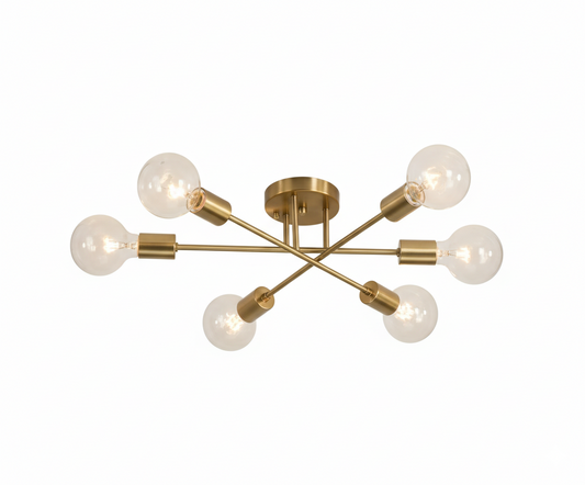 Lámpara de Techo Plafón Sputnik 6 Luces - Oro Cepillado Minimalista [SIN FOCOS] - UNIVERSO LED